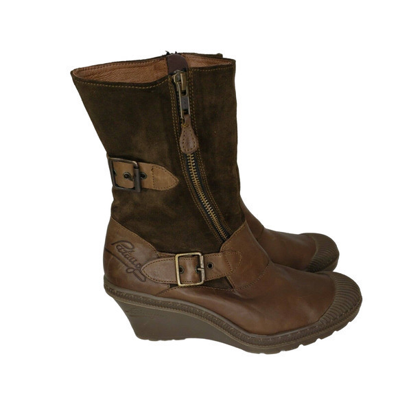 PATAUGAS Brown Leather Wedge Mid-Calf Sneaker‎ Boots EU 40 / US 9. - Picture 3 of 7